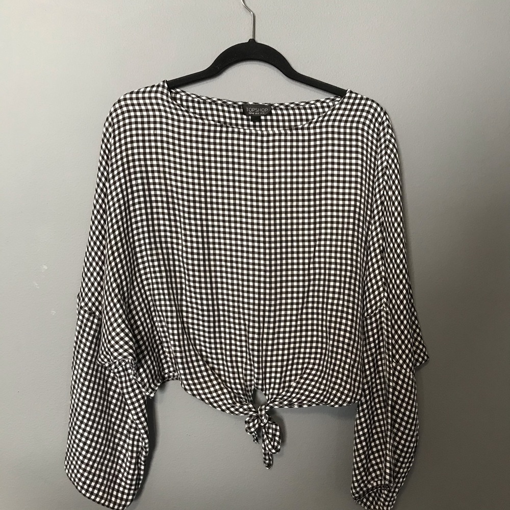 Topshop flowy gingham blouse